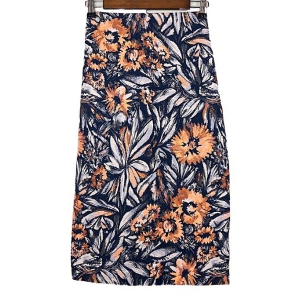 Dennis Merotto Designer Floral Twill Pencil Skirt - Picture 3 of 9